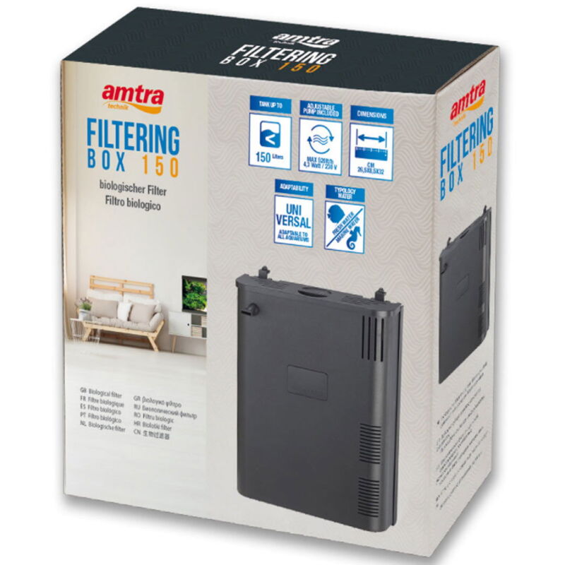 foto del prodotto filtro biologico amtra filtering box black 150 per aquari fino a 150 l