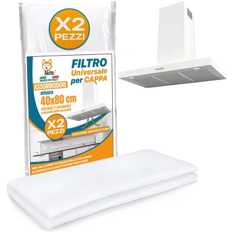 foto del prodotto filtro cappa cucina universale akitaink 40x80 cm elimina odori e grassi 2 pz