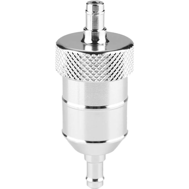 foto del prodotto filtro carburante universale per moto, filtro olio benzina in alluminio riutilizzabile da 8 mm, pulitore per la filtrazione argento sollbry
