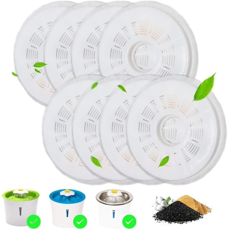 foto del prodotto filtro da 8 pezzi, compatibile con distributore d acqua per animali domestici da 3 litri, filtro per distributore d acqua per gatti con carbone