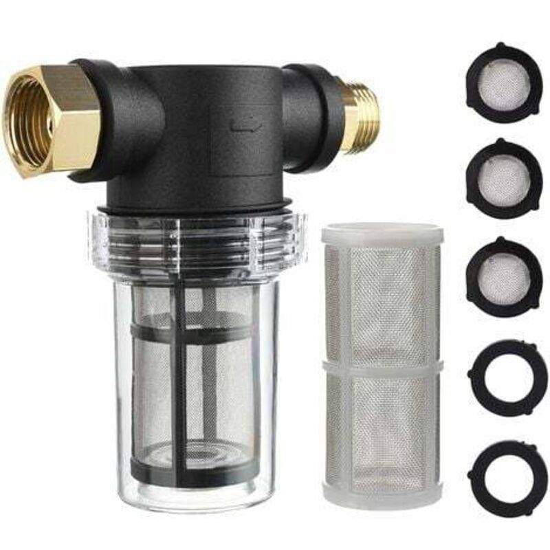foto del prodotto filtro del tubo di ingresso dell acqua per idropulitrice, filtro del rubinetto con filtro a rete metallica, tubo dell acqua da giardino, filtro da 40