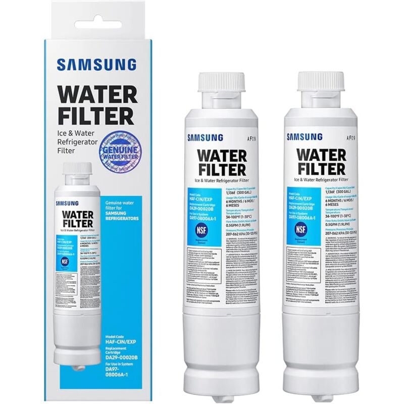 foto del prodotto filtro dell acqua di ricambio per frigorifero, compatibile con samsung da29 00020b, da97 08006a 1, haf cin exp, confezione da 2