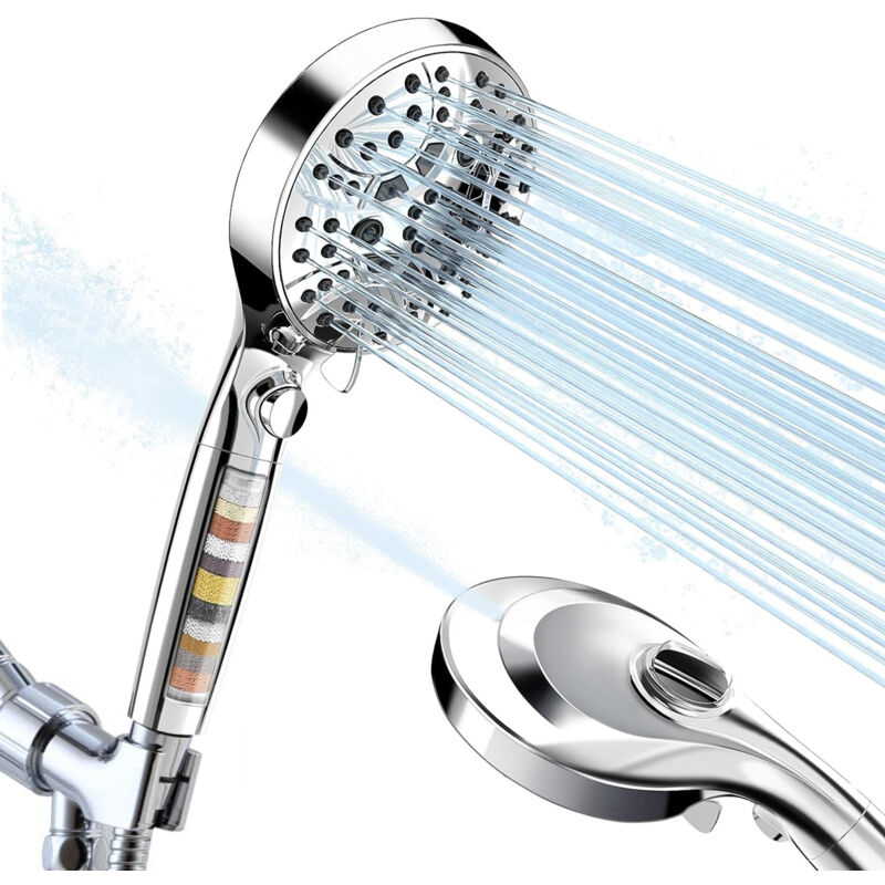 foto del prodotto filtro doccia booster a 10 funzioni con doccetta a lancia, arresto acqua one touch, copertura doccia rimovibile