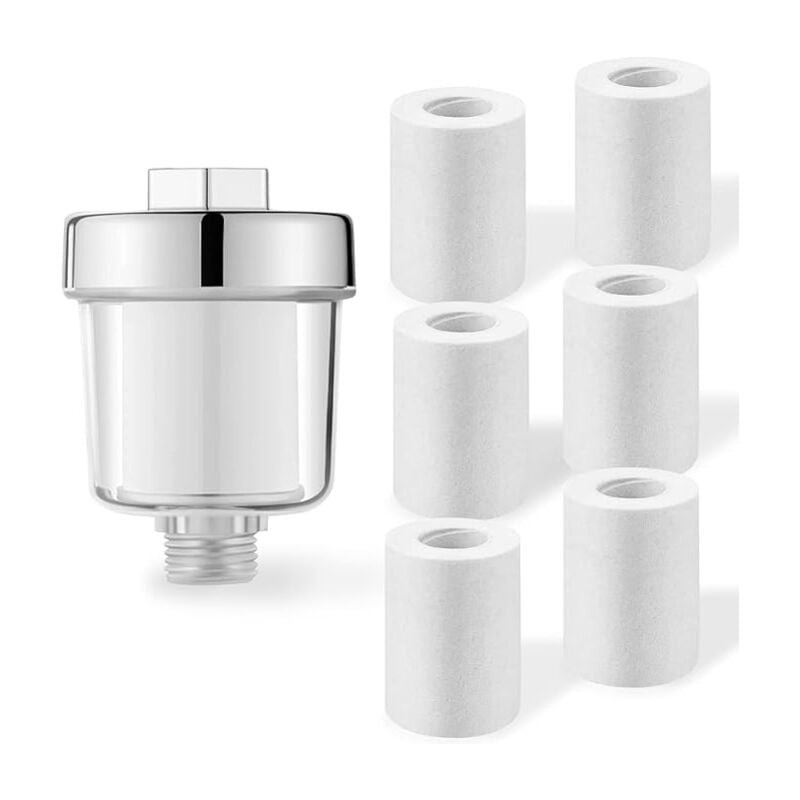 foto del prodotto filtro doccia con 7 filtri blu sostituibili, filtro doccia anticalcare per rubinetto o doccia, filtra efficacemente le impurit nell acqua
