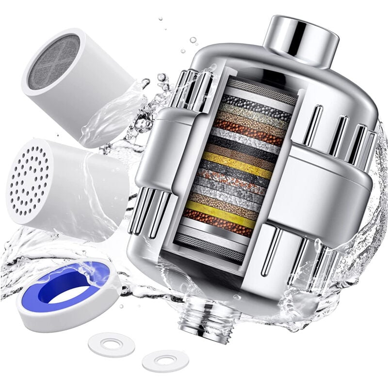 foto del prodotto filtro doccia, ugello per purificazione dell acqua, doccia a 15 25 strati, rimozione del cloro residuo, dispositivo filtro doccia per rimuovere le