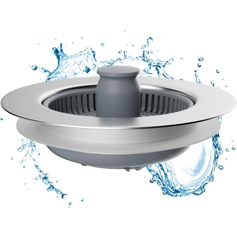 foto del prodotto filtro e tappo per lavello da cucina filtro universale 3 in 1 in acciaio inox con funzione anti intasamento, facile da installare per fori lavello