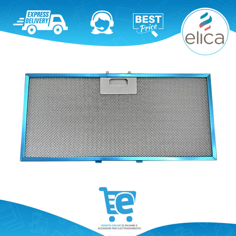 foto del prodotto filtro grassi in alluminio high performance, compatibile con cappe elica, dimensioni 429x200x9 mm , colore alluminio, per modelli box in