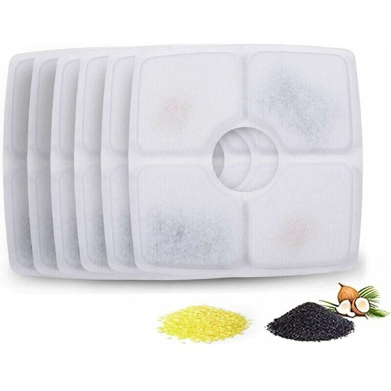 foto del prodotto filtro per acqua per gatti, ricarica quadrata, filtro per acqua con carbone attivo e resina per abbeveratoio per gatti, 6 pezzi