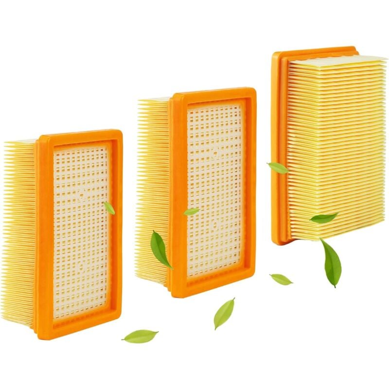 foto del prodotto filtro per aspirapolvere in 3 pezzi per kit karcher, per filtro di ricambio karcher wd4 wd5 wd6 mv4 mv5 mv6, filtro plissettato piatto, per filtro