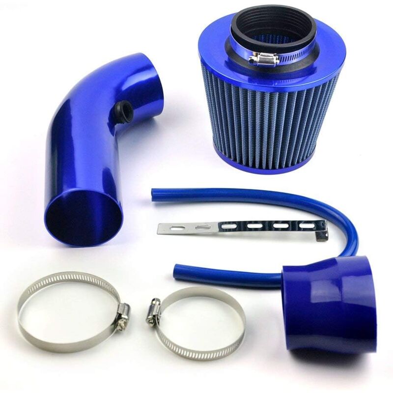 foto del prodotto filtro per auto, filtro per tubo di aspirazione dell aria da 76 mm, tubo di alimentazione universale per filtro di aspirazione dell aria in alluminio