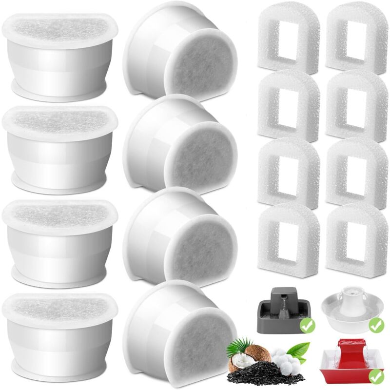 foto del prodotto filtro per fontana d acqua per gatti, confezione da 8 filtri a carbone di ricambio per fontanelle in ceramica per animali domestici da 7,5 l 3,7