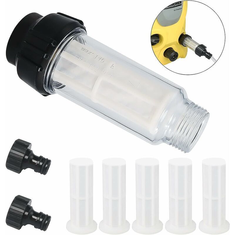 foto del prodotto filtro per l acqua con inserto filtrante, br vie 8 pezzi filtro per idropulitrice filtro per tubo da giardino con connettore per acqua da 3 4 per