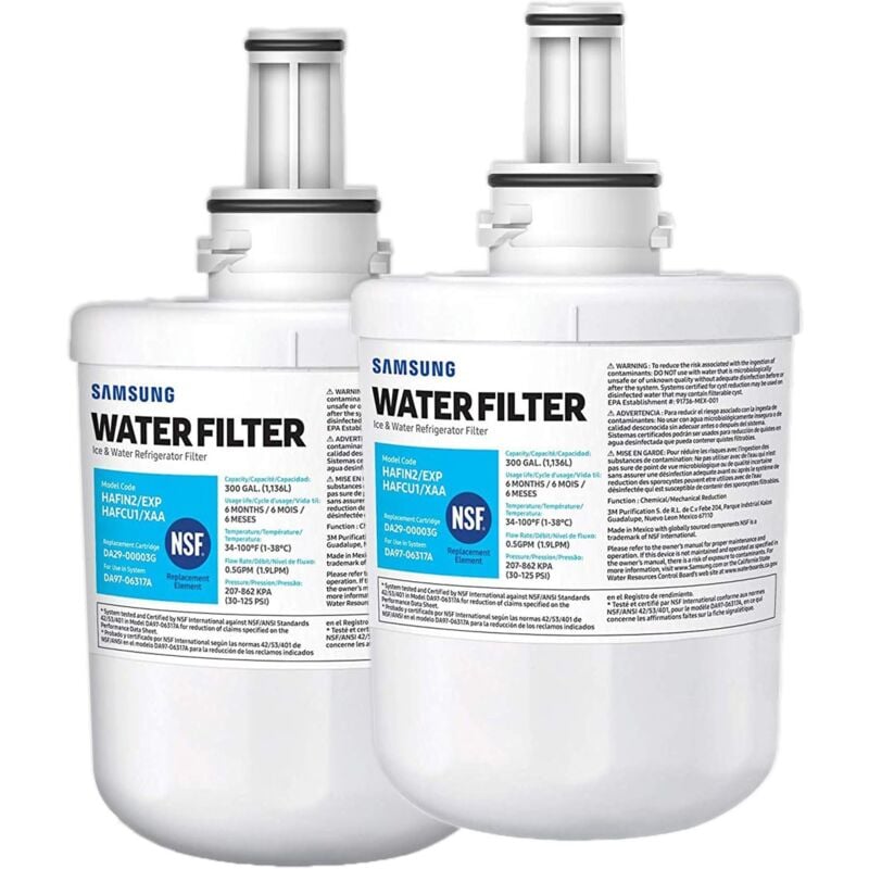 foto del prodotto filtro per l acqua del frigorifero compatibile con samsung da29 00003g, hafcu1 e da29 00003a confezione da 2 