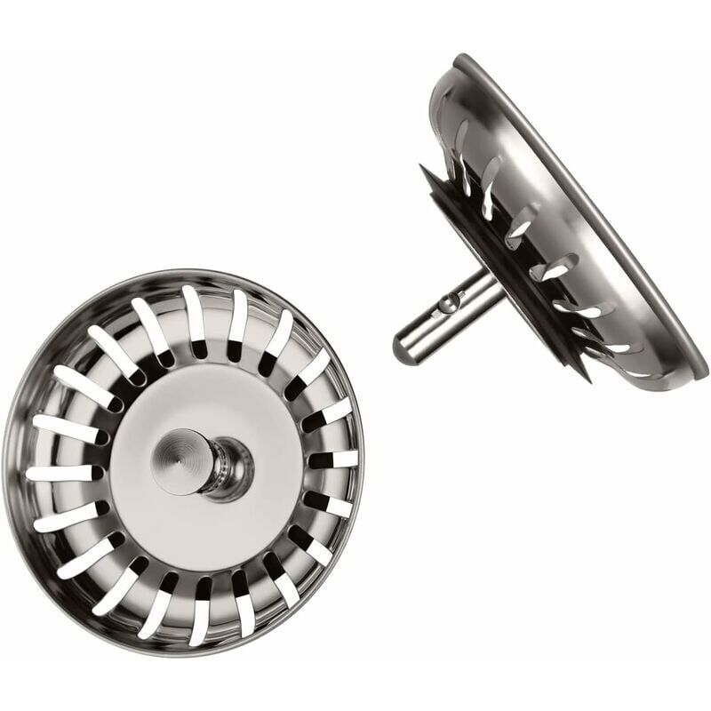foto del prodotto filtro per lavello da cucina da 80 mm, 2 tappi per lavello da cucina con 2 raccogli capelli, filtro universale per lavello in acciaio inossidabile
