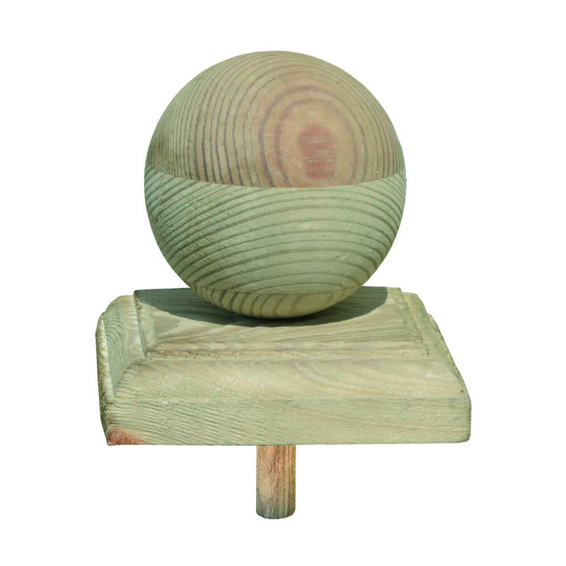 foto del prodotto finale con sfera in pino impregnato cm.11x11 per palo cm.9x9