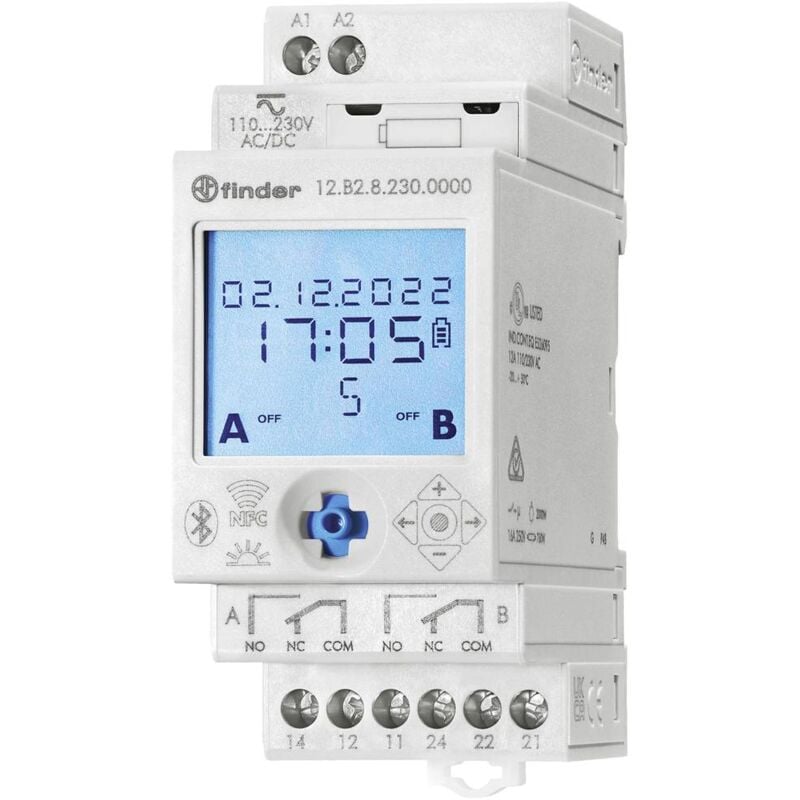 foto del prodotto finder - 12.b2.8.230.0000 temporizzatore per guida din 12.b2.8.230.0000 astronomico, interruttore casuale, programma annu