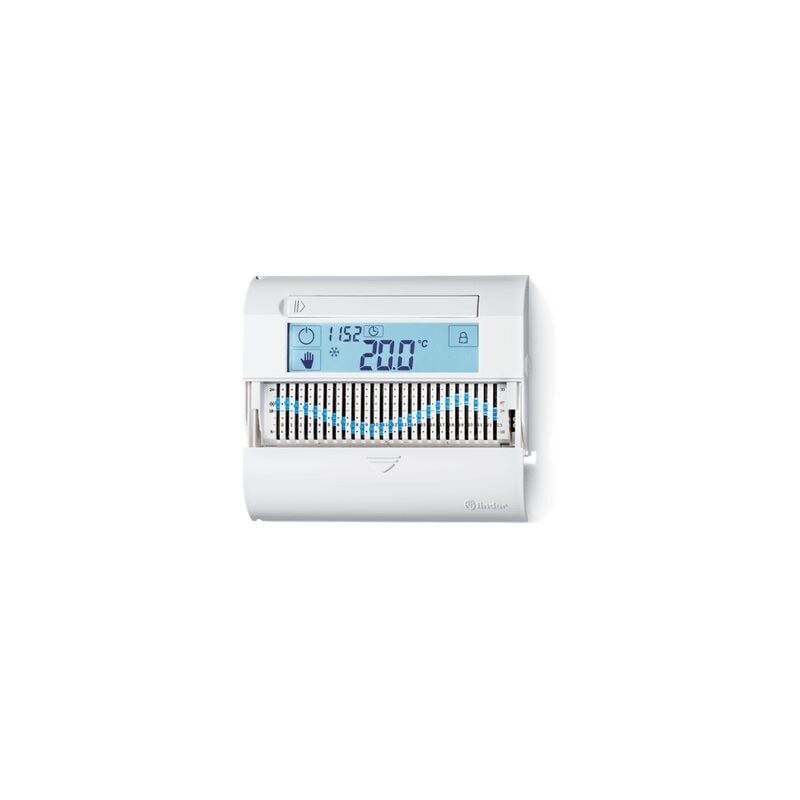 foto del prodotto finder 1c6190030101 cronotermostato da parete giornaliero, standard, 3 v, touch slide, 1 contatto, 5 a, bianco panna, dc