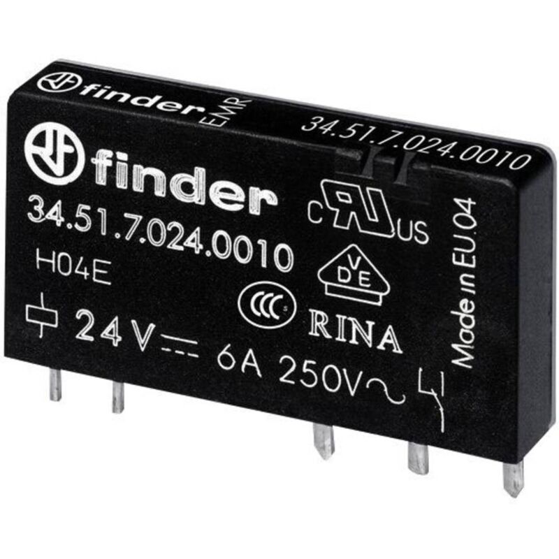 foto del prodotto finder 34.51.7.024.5000 rel per pcb 24 v dc 6 a 1 scambio 1 pz.