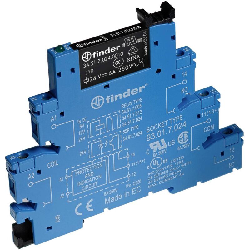 foto del prodotto finder 38.51.7.024.0052 rel di accoppiamento 24 v dc 6 a 1 scambio 1 pz.