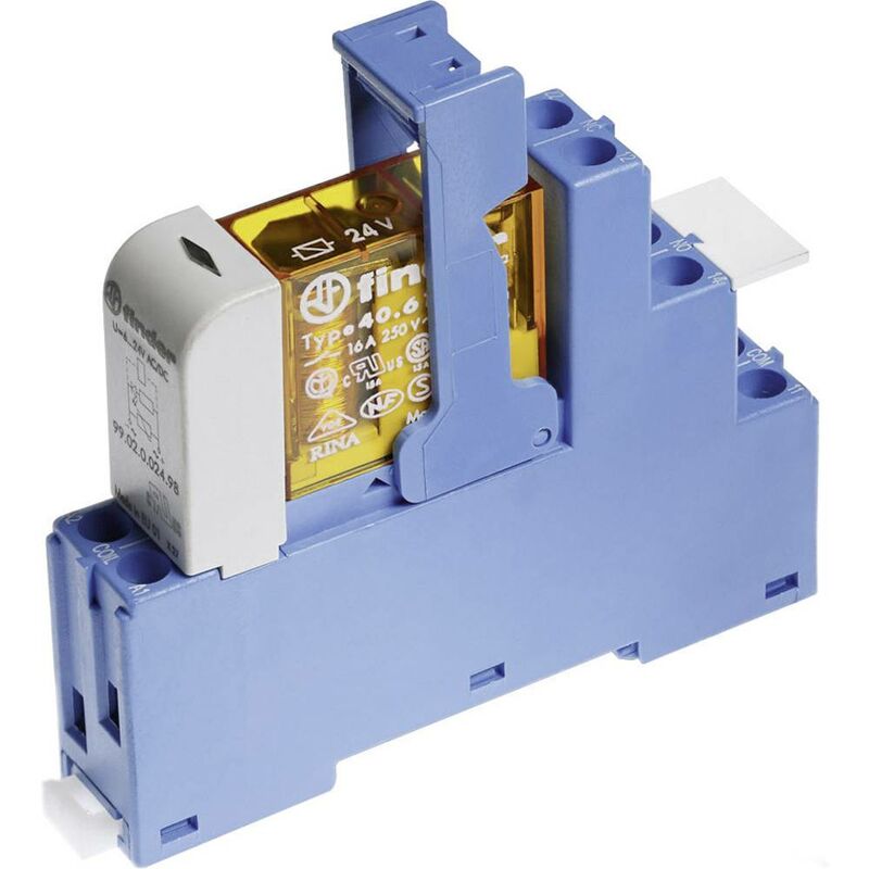 foto del prodotto finder 48.52.8.230.0060 modulo rel tensione nom. 230 v ac corrente di commut. max. 8 a 2 scambi 1 pz.