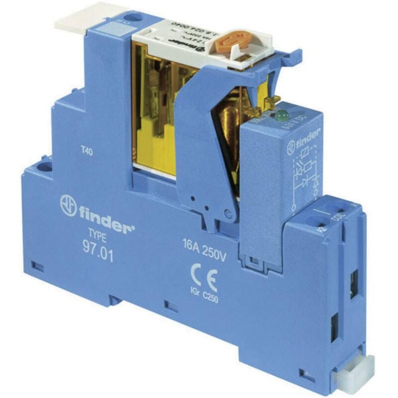 foto del prodotto finder 4c.01.8.024.0060 modulo rel tensione nom. 24 v ac corrente di commut. max. 16 a 1 scambio 1 pz.