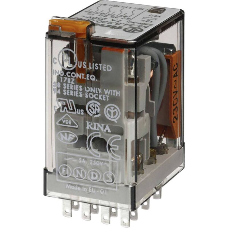 foto del prodotto finder 55.34.8.240.0040 rel ad innesto 240 v ac 7 a 4 scambi 1 pz.