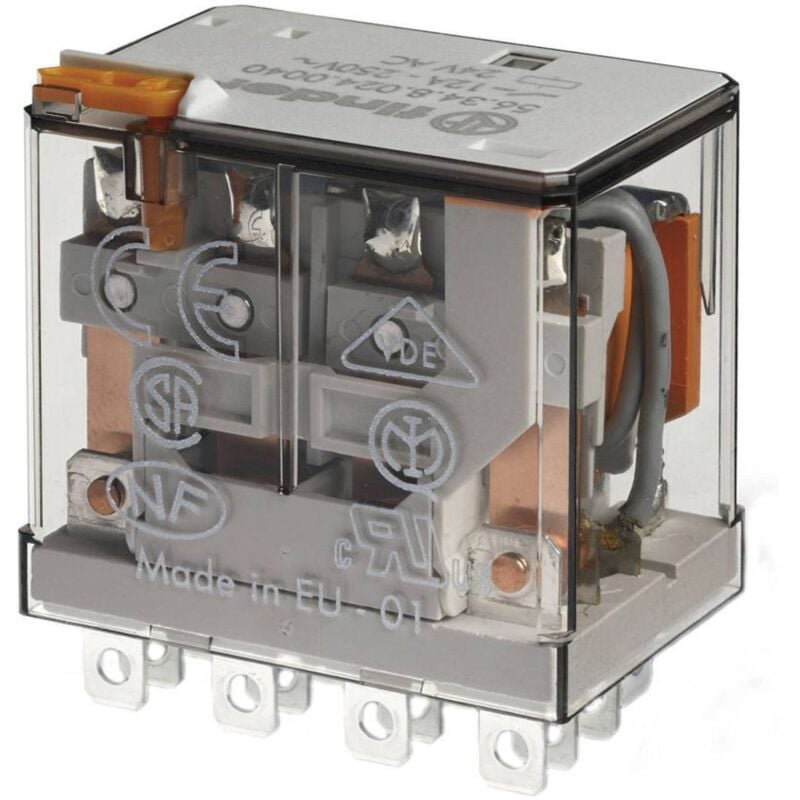 foto del prodotto finder 56.34.9.024.0040 rel ad innesto 24 v dc 12 a 4 scambi 1 pz.