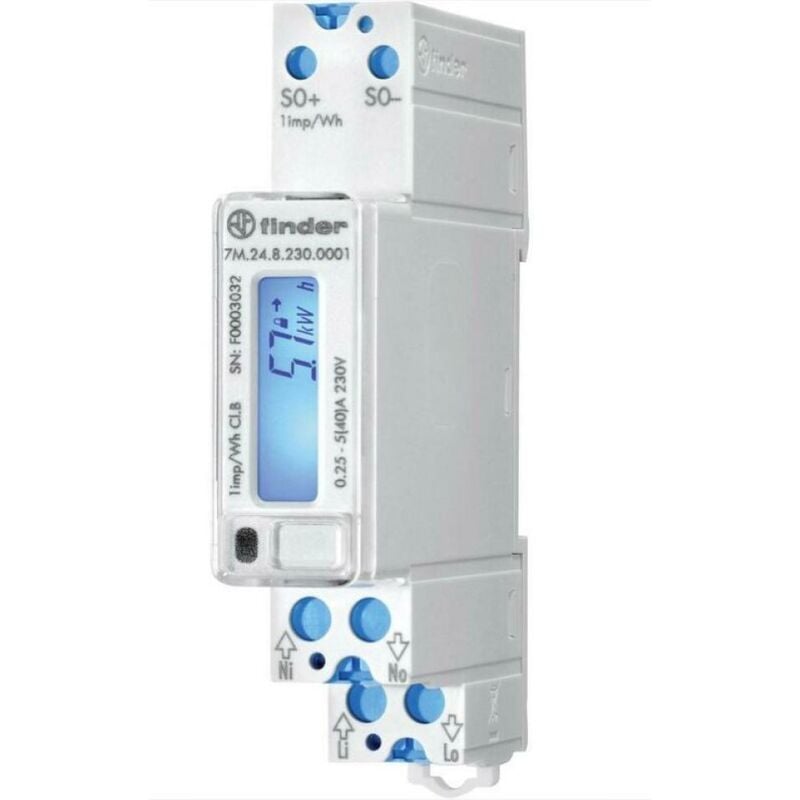 foto del prodotto finder contatore energia 40a solo kw monofase bidirezionale con display lcd 7m2482300001