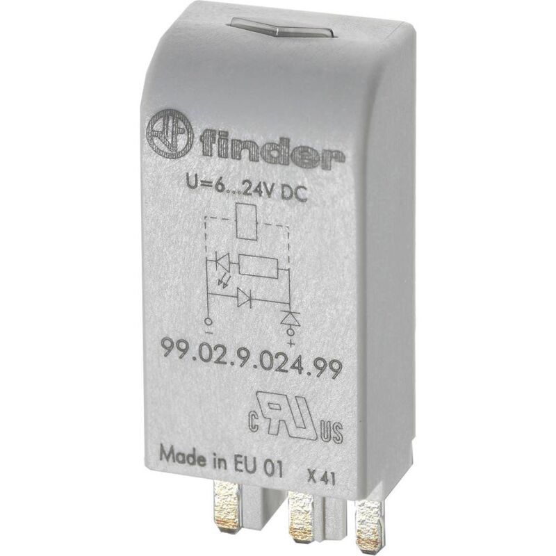 foto del prodotto finder modulo ad innesto con led, con varistore 99.02.0.230.98 colore luce verde adatto per modello rel 90.