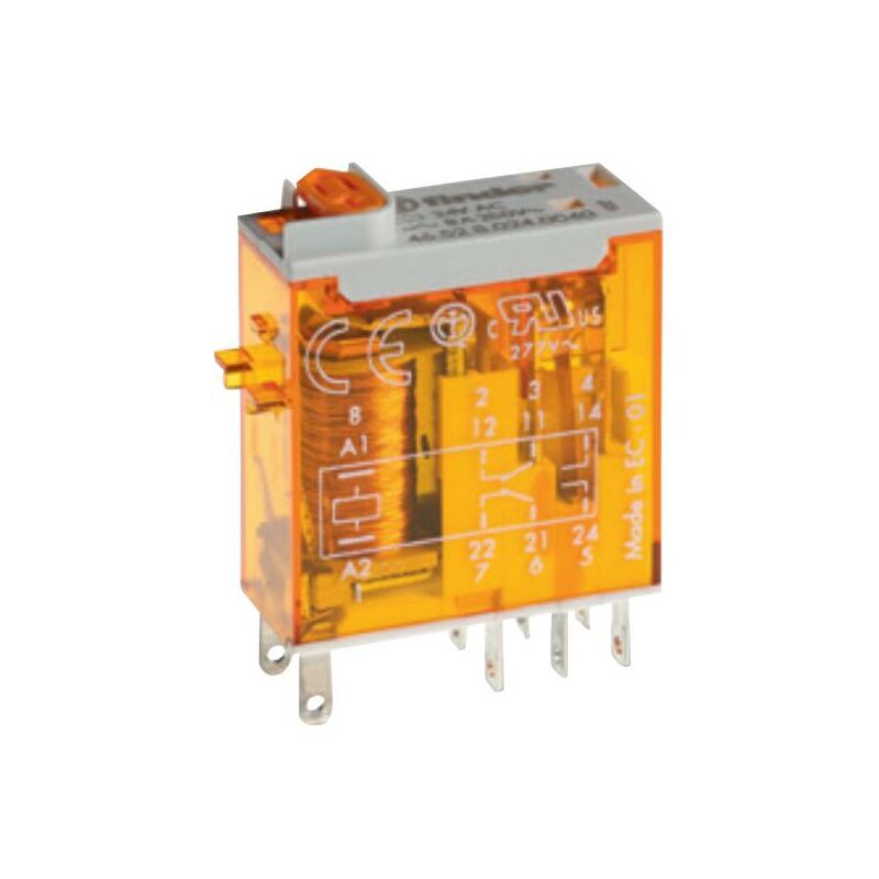 foto del prodotto finder rel a spina 2rt 8 a 24 vdc con pulsante per prova manuale e indicatore