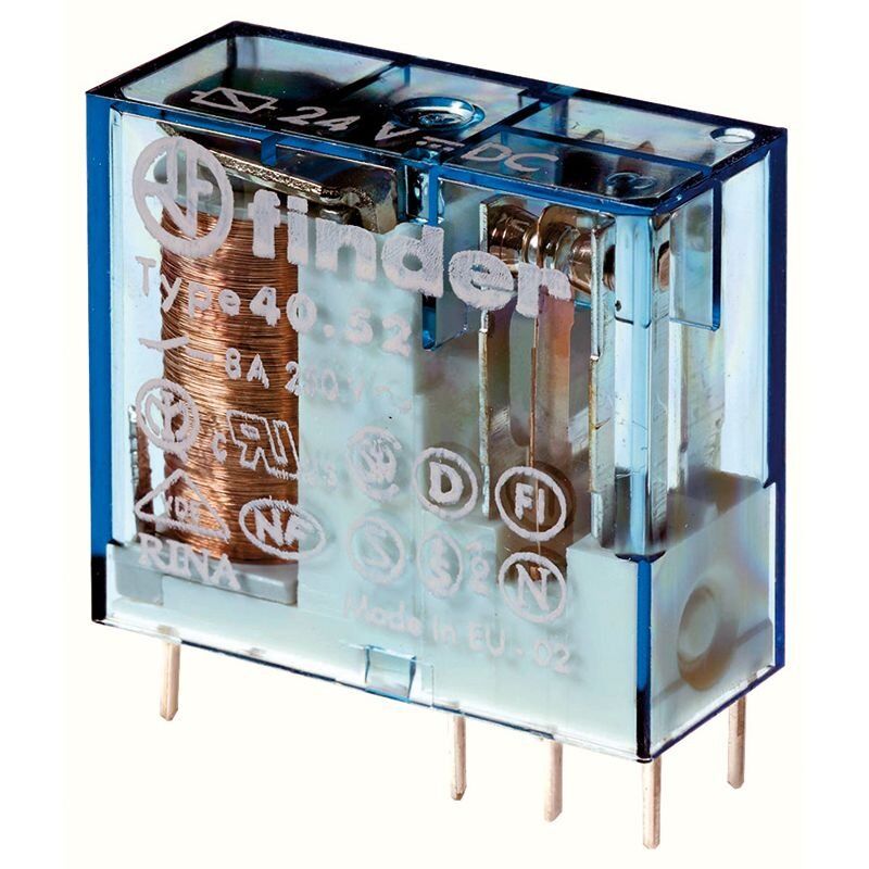 foto del prodotto finder rel di potenza, 24 vdc, dpdt, 8 a, foro passante tht , serie 40.52