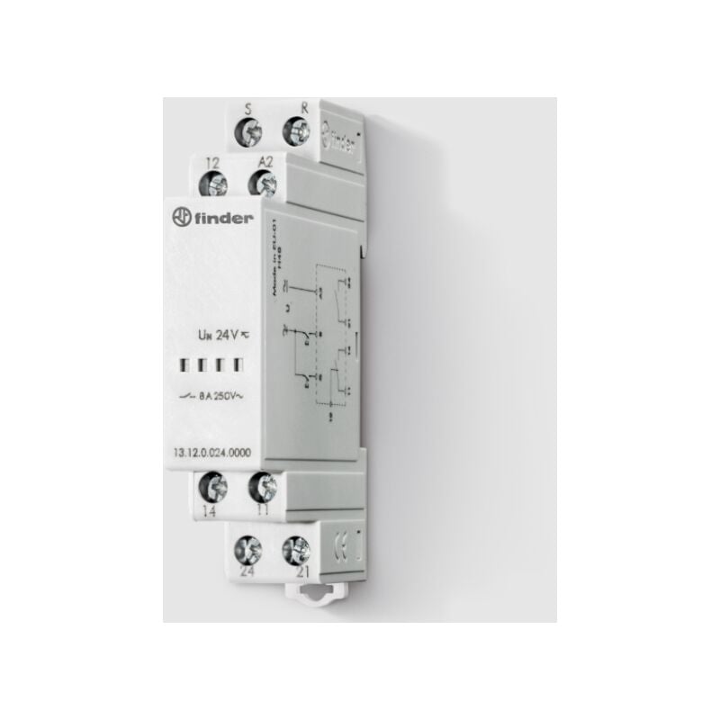 foto del prodotto finder rel elettronico bistabile 1 scambio e 1 no, 8 a 12 v ac dc, montaggio su barra din 35 mm 131200120000