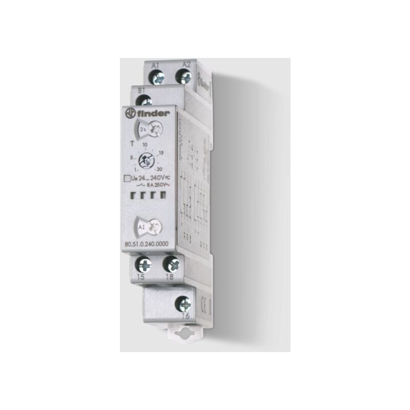 foto del prodotto finder temporizzatore modulare multifunzione 1 scambio 8a multitensione 17 265v ac dc 805102400000