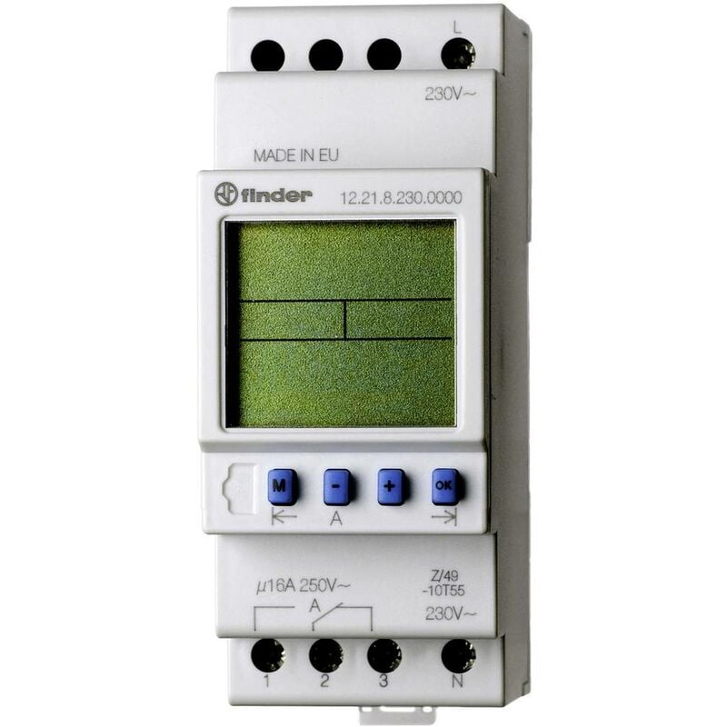 foto del prodotto finder - temporizzatore per guida din tensione di funzionamento 230 v ac 12.22.8.230.0000 2 scambi 16 a 250 v ac program