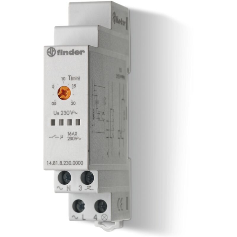 foto del prodotto finder - temporizzatore per luce scale, 1 funzione, regolazione 30 secondi 20 minuti, 16a, 1 contatto no, serie 14 14.81.8.230.0000