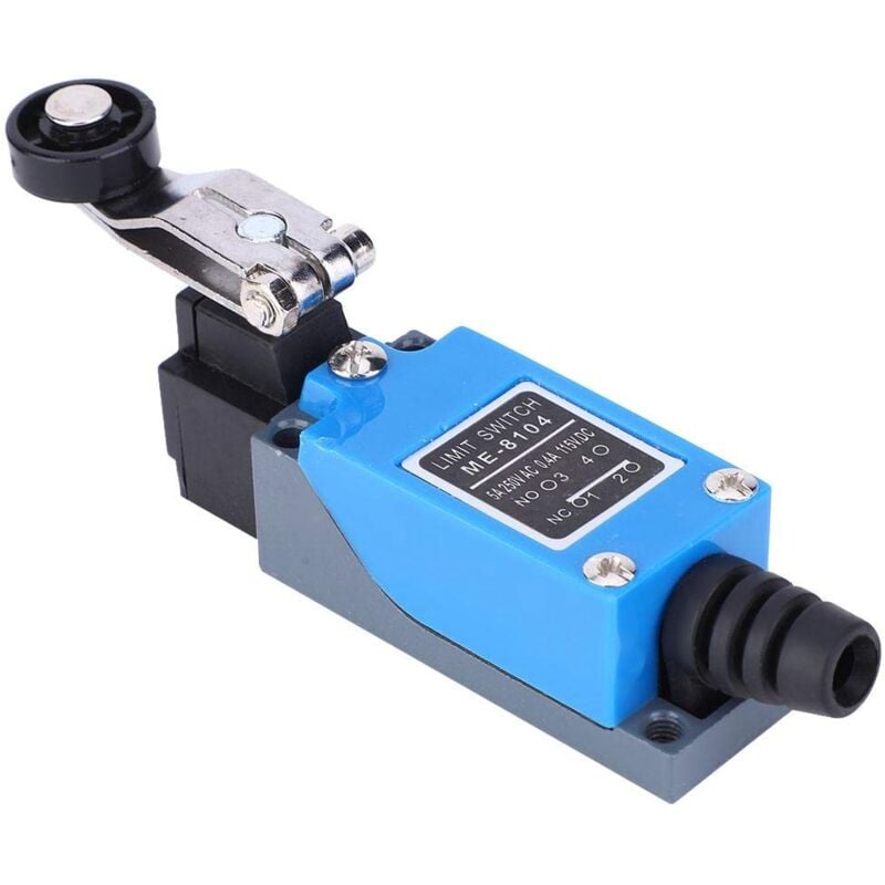 foto del prodotto finecorsa me 8104, 250 v ca 115 v cc microinterruttore a leva con rullo regolabile 5060 hz 12 x 4 x 2,7 cm