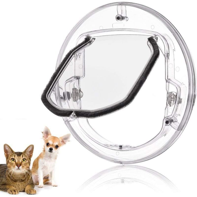 foto del prodotto finestra porta per cani e gatti porta con serratura a 4 vie per gatti, cuccioli e cagnolini porta con serratura trasparente porta rotonda per