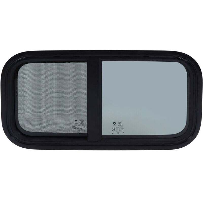 foto del prodotto finestra scorrevole ad angolo arrotondato da 600 x 300 mm con zanzariera adatta per camper, furgoni camperizzati e veicoli industriali