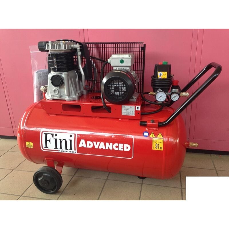 foto del prodotto fini compressore aria traino a cinghia 100 90 litri 2 hp 1,5 kw trifase mk 102