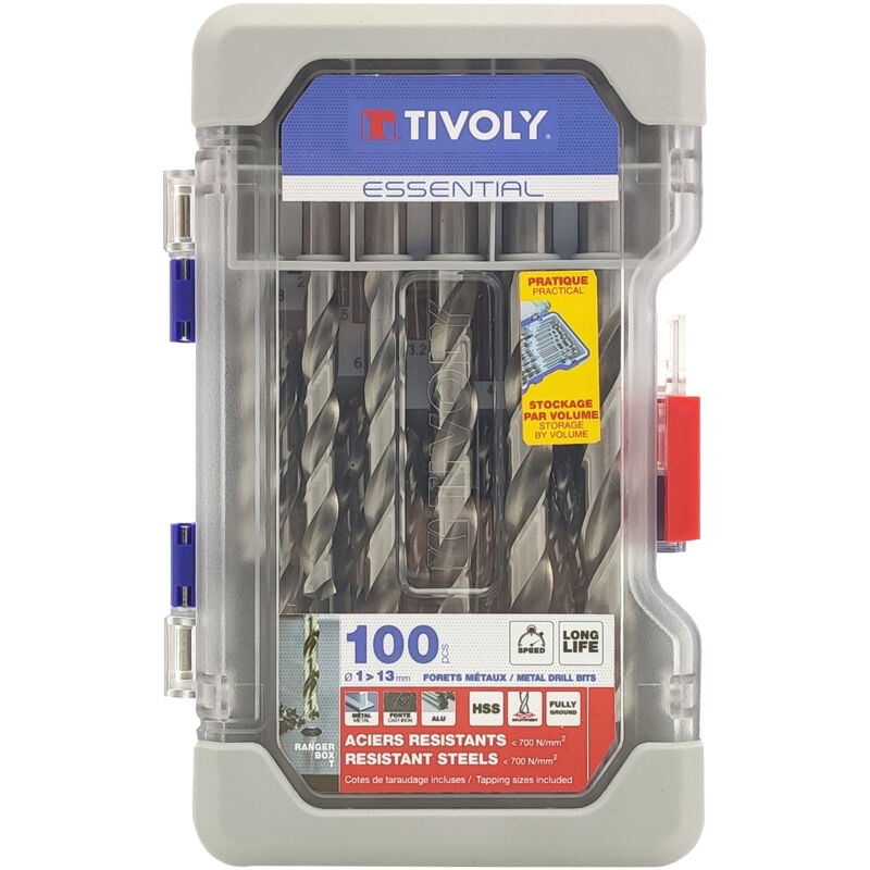 foto del prodotto finish tivoly scatola ranger da 100 punte per metallo hss tagliate e rettificate con punta a croce da 1 a 13 mm