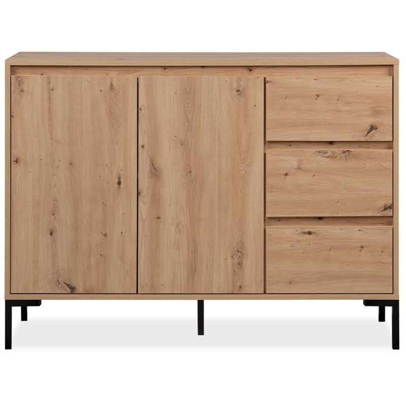 foto del prodotto finori credenza a 2 ante con 3 cassetti e 1 ripiano l120 cm plock