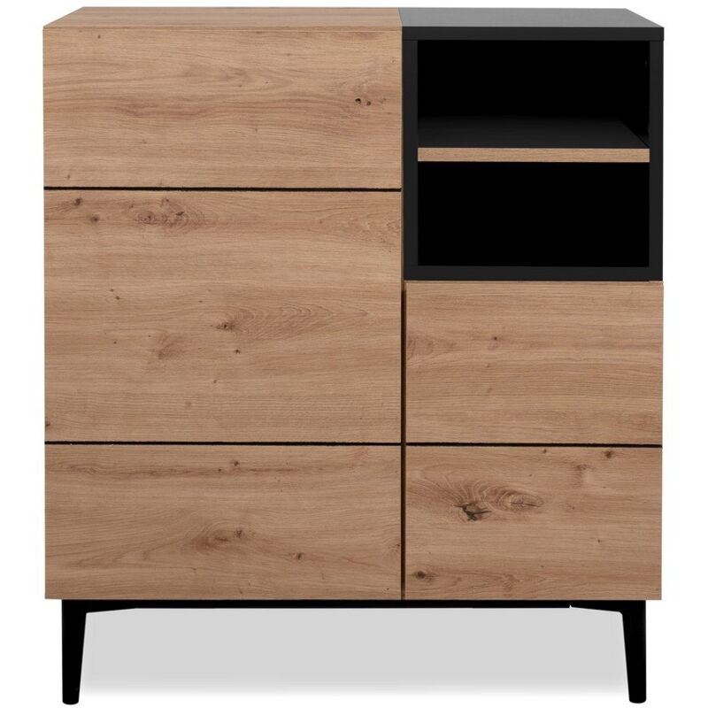 foto del prodotto finori credenza alta a 2 ante e 1 vano l80 cm decorazione legno e nero