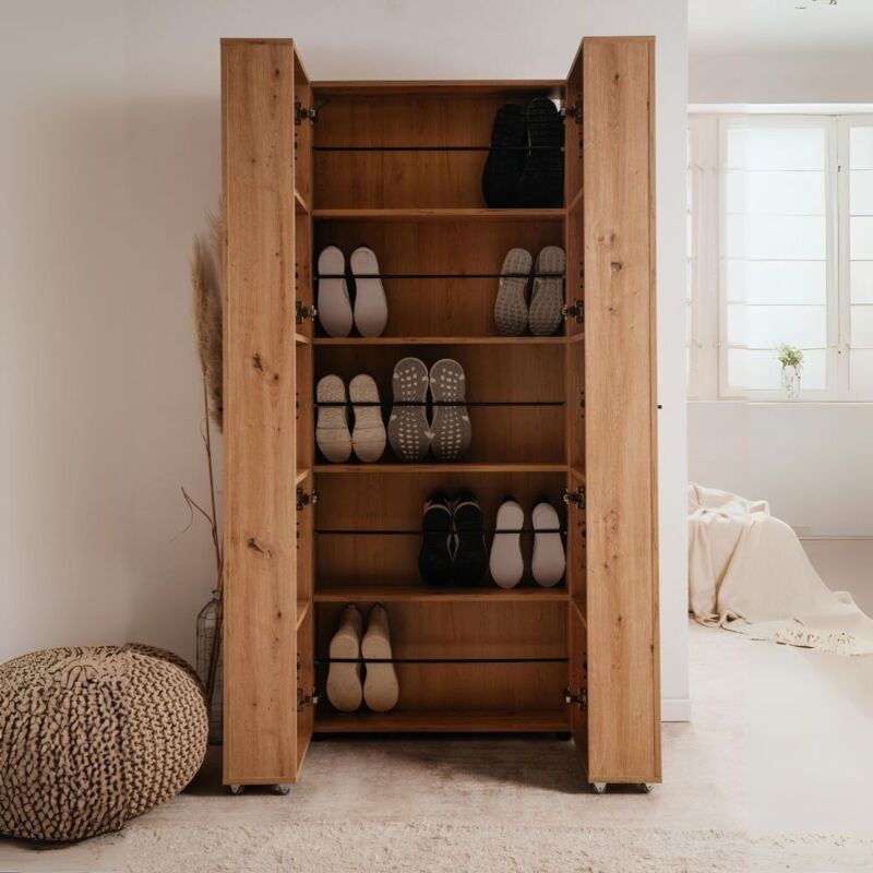 foto del prodotto finori - scarpiera quercia 2 ante con scomparti lugo02a 74x34x181