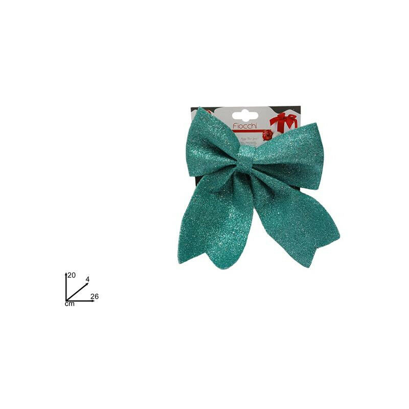 foto del prodotto fiocco glitterato dimensione cm.20x26 verde