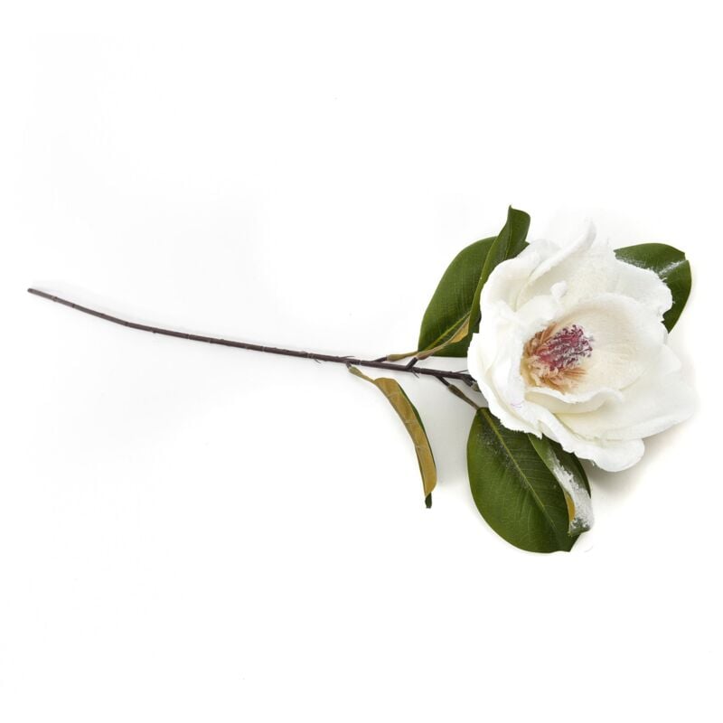 foto del prodotto fiore camelia innevata in tessuto decorazione ambienti h 71 cm -fucsia