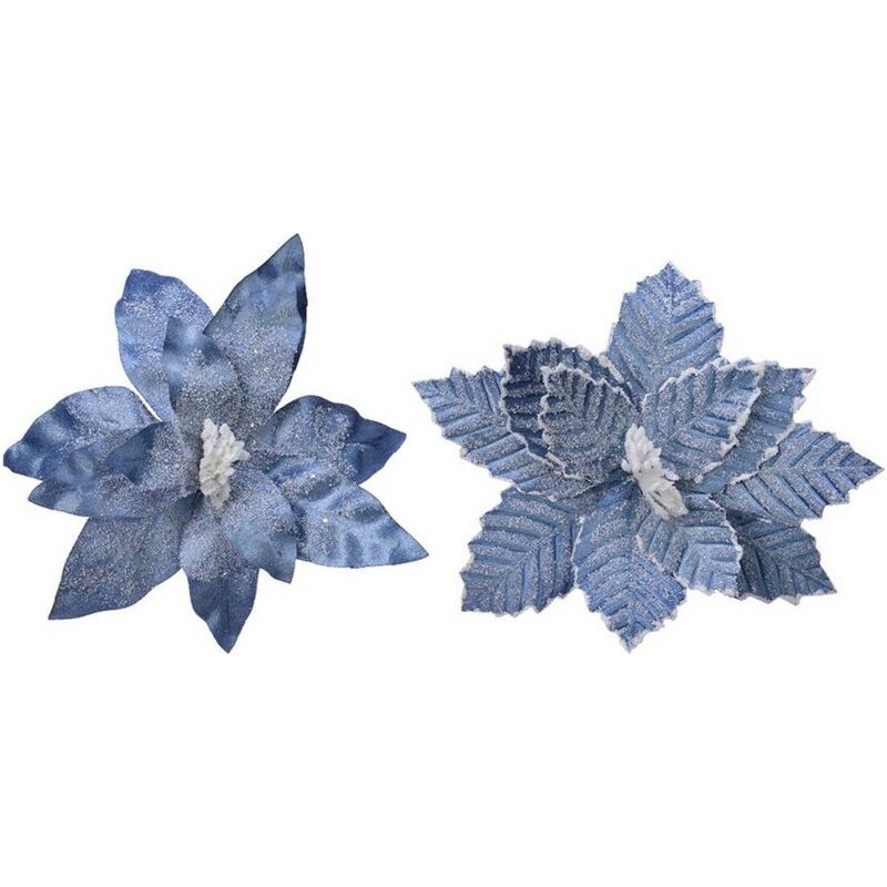 foto del prodotto fiore decorativo azzurro natale 34 x 6 cm