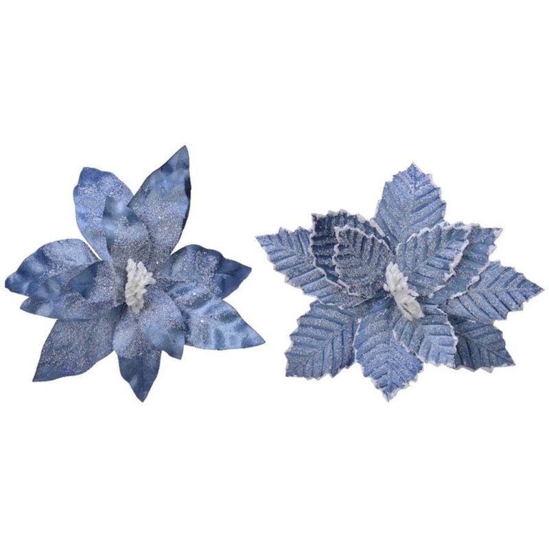 foto del prodotto fiore di pasqua blu in poliestere effetto frozen 34x6cm