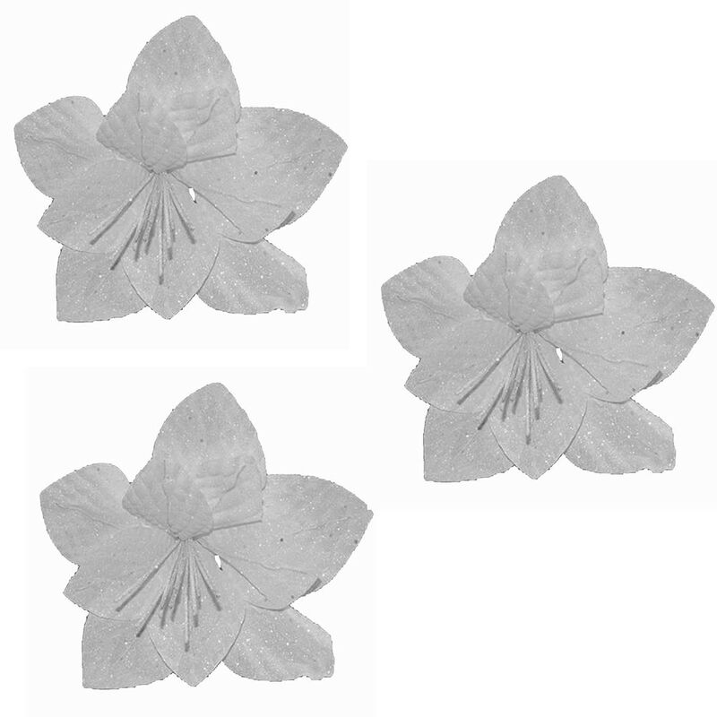 foto del prodotto fiore stella bianco per albero di natale addobbi decorazioni natalizi appendere set 3 glitter ornamento ghirlande casa