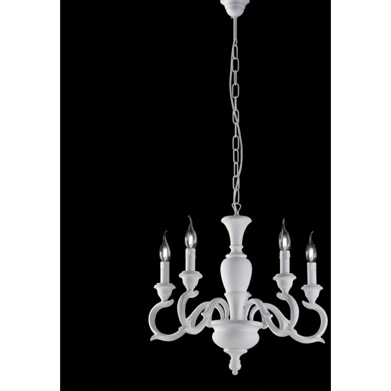 foto del prodotto fiorenza lampadario in legno bianco shabby 5 luci 110 50 bl172 5 bco