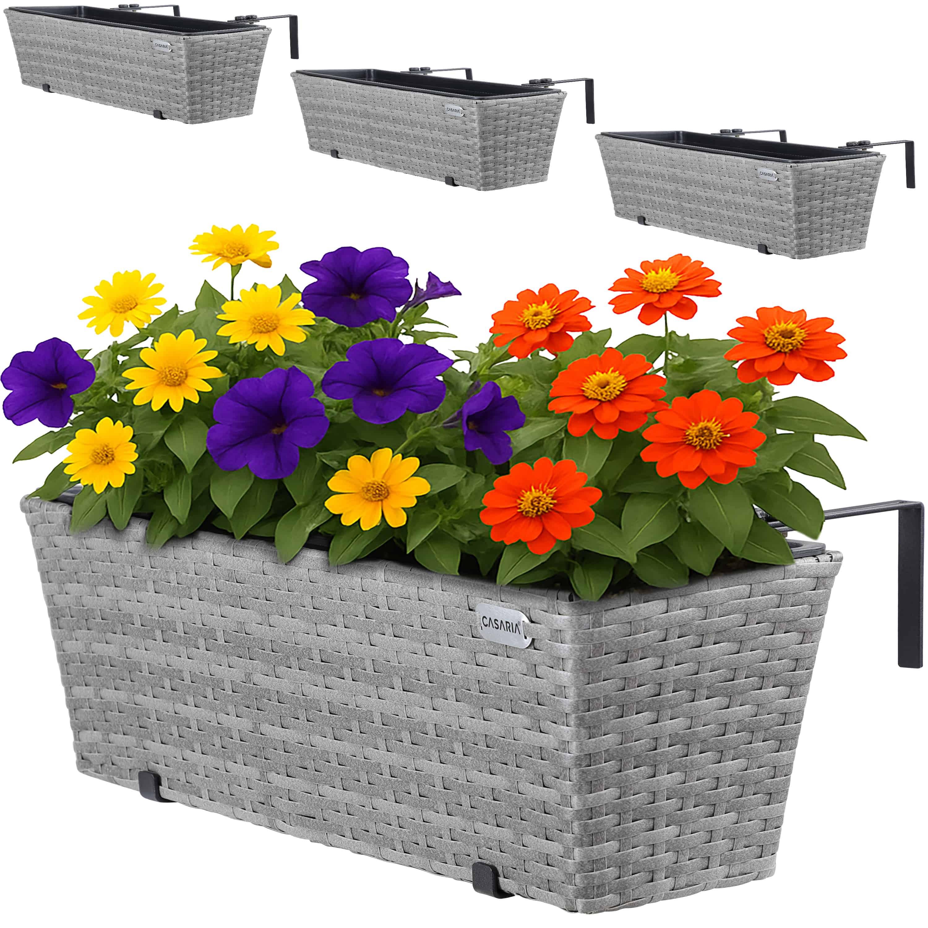 foto del prodotto fiorere set di 4 polyrattan grigio